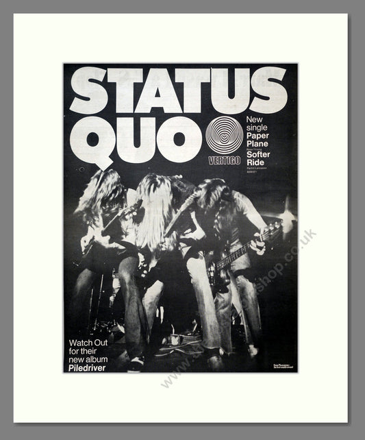 Status Quo - Piledriver. Vintage Advert 1972 (ref AD20659)