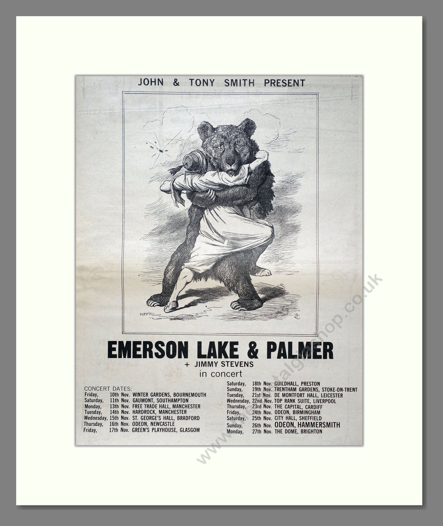 Emerson Lake And Palmer - UK Tour. Vintage Advert 1972 (ref AD20664)