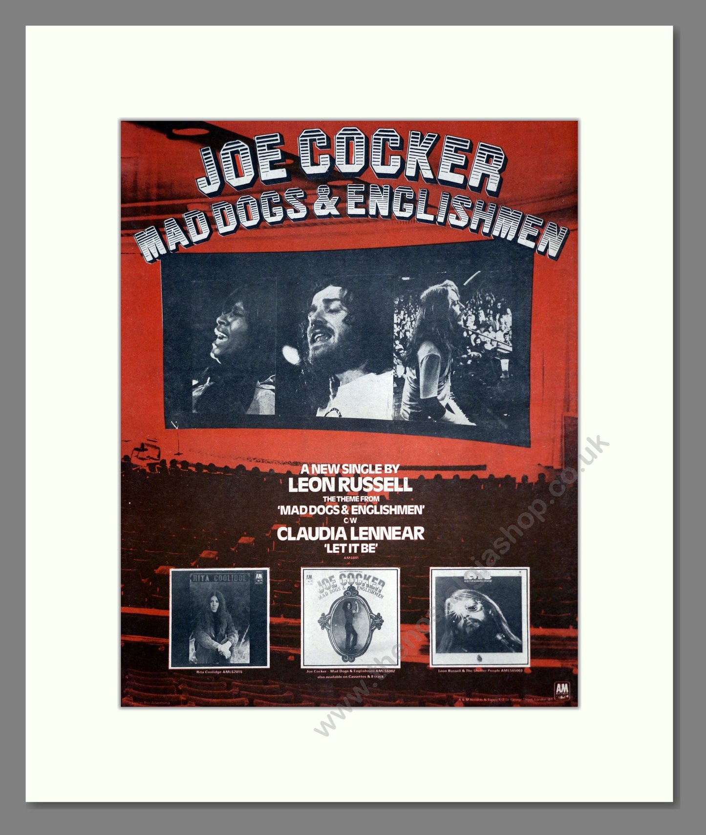 Joe Cocker - Mad Dogs And Englishmen. Vintage Advert 1971 (ref AD20671)