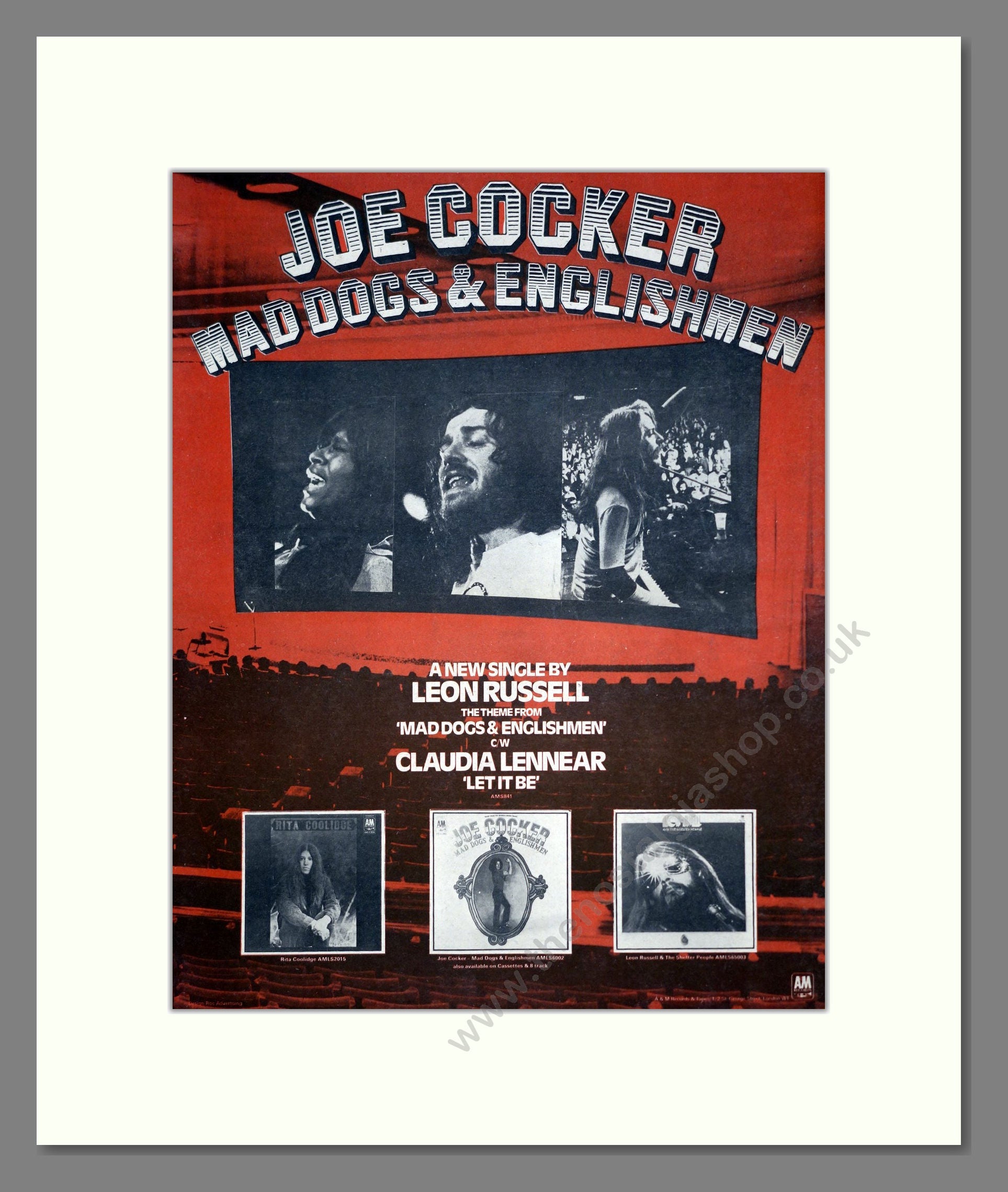 Joe Cocker - Mad Dogs And Englishmen. Vintage Advert 1971 (ref AD20671)