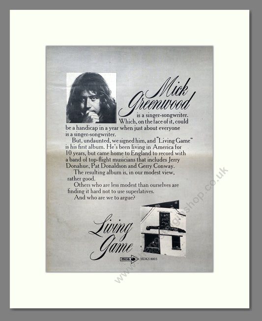Mick Greenwood - Swing Game. Vintage Advert 1971 (ref AD20674)