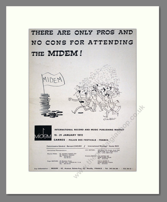 Midem - Cannes Record Market. Vintage Advert 1971 (ref AD20681)