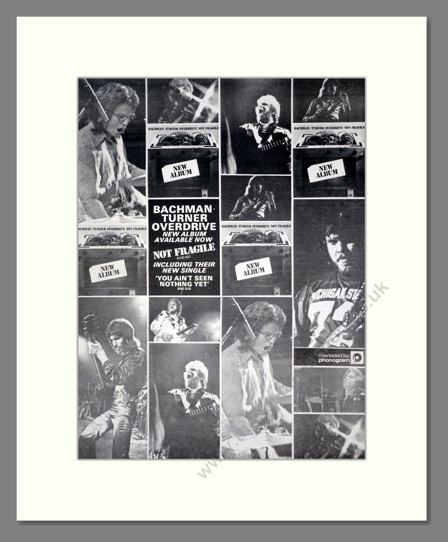Bachman Turner Overdrive - Not Fragile. Vintage Advert 1974 (ref AD20690)