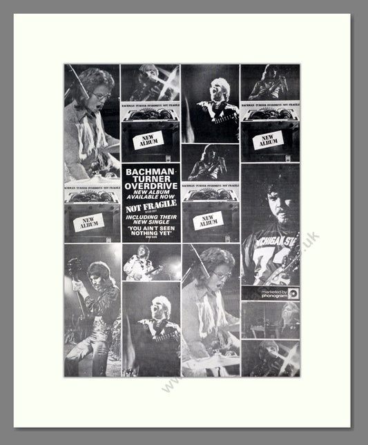 Bachman Turner Overdrive - Not Fragile. Vintage Advert 1974 (ref AD20690)