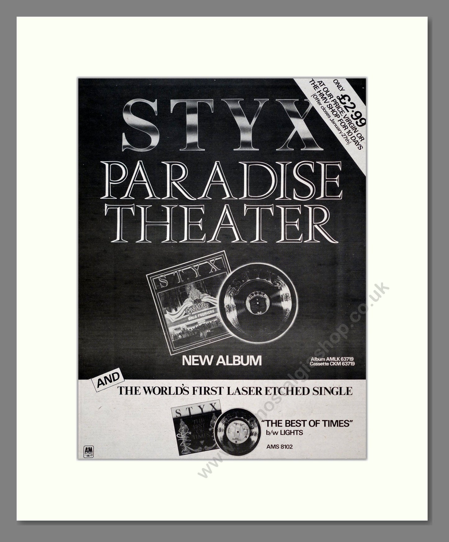 Styx - Paradise Theater. Vintage Advert 1981 (ref AD20701)