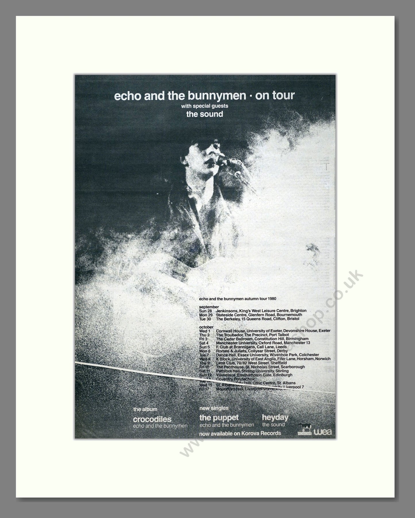 Echo And The Bunnymen - UK Tour. Vintage Advert 1980 (ref AD20710)