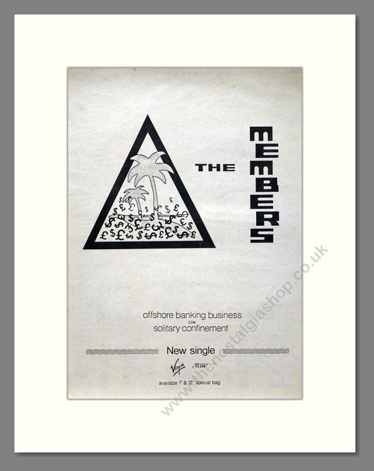 Members (The) - Offshore Banking Business. Vintage Advert 1979 (ref AD20713)