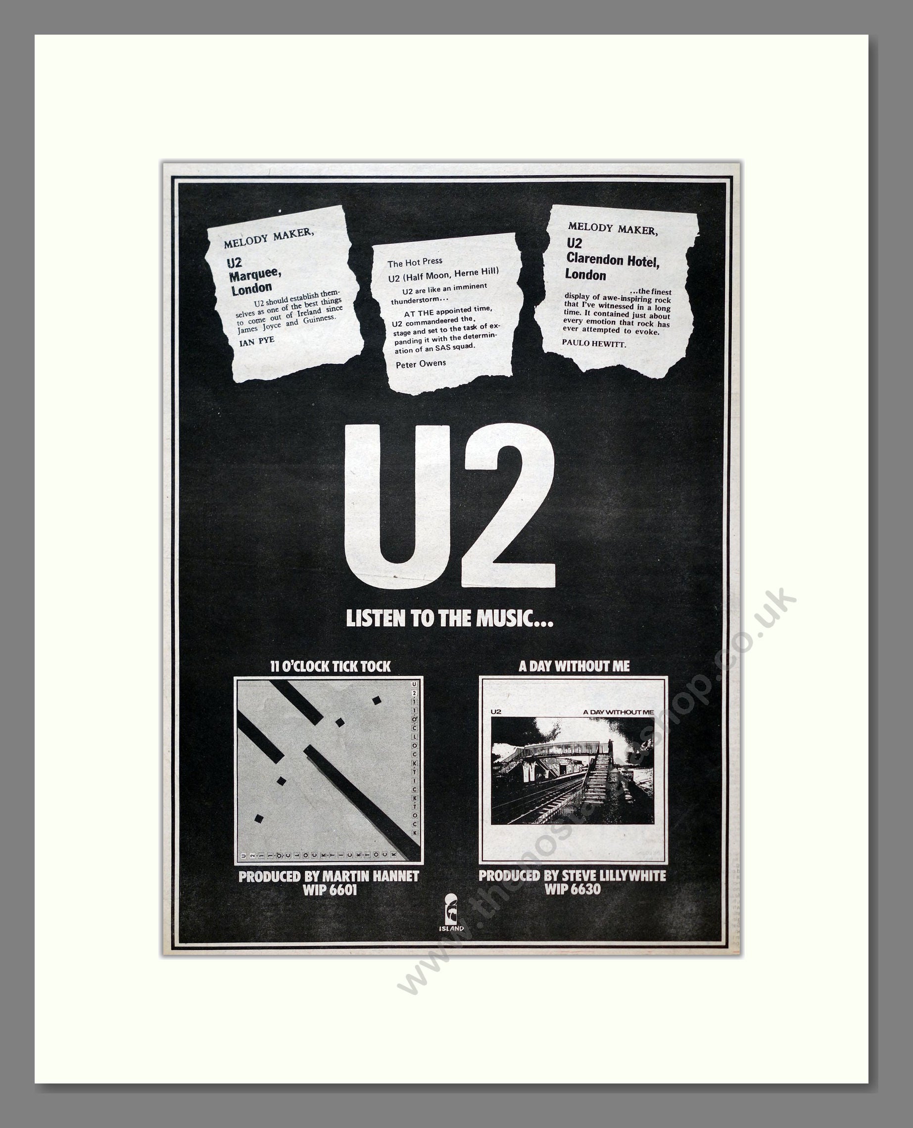 U2 - 2 Albums. Vintage Advert 1980 (ref AD20714)