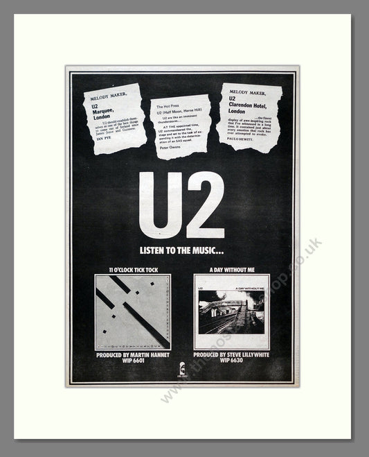 U2 - 2 Albums. Vintage Advert 1980 (ref AD20714)