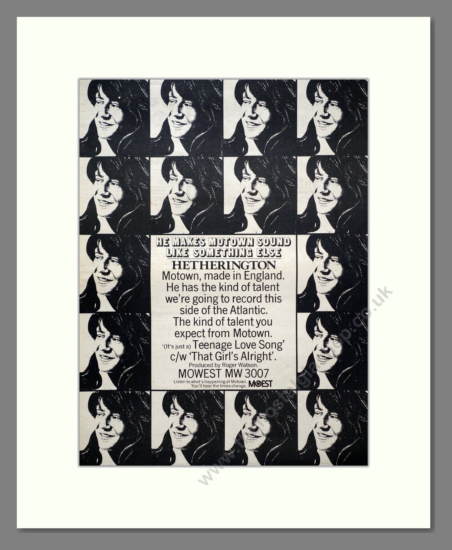 Hetherington - Teenage Love Song. Vintage Advert 1973 (ref AD20718)