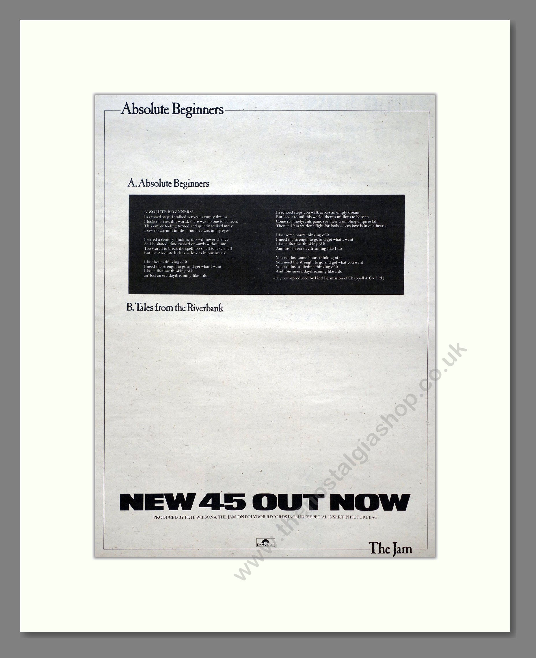 Jam (The) - Absolute Beginners. Vintage Advert 1981 (ref AD20736)