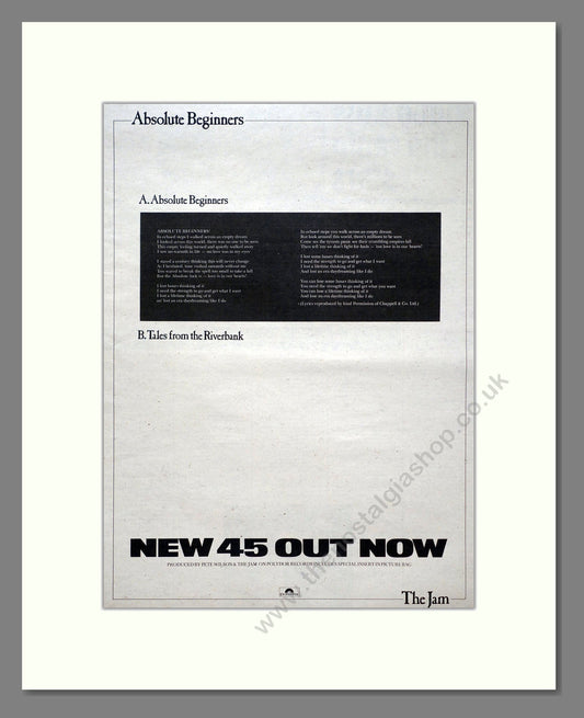 Jam (The) - Absolute Beginners. Vintage Advert 1981 (ref AD20736)