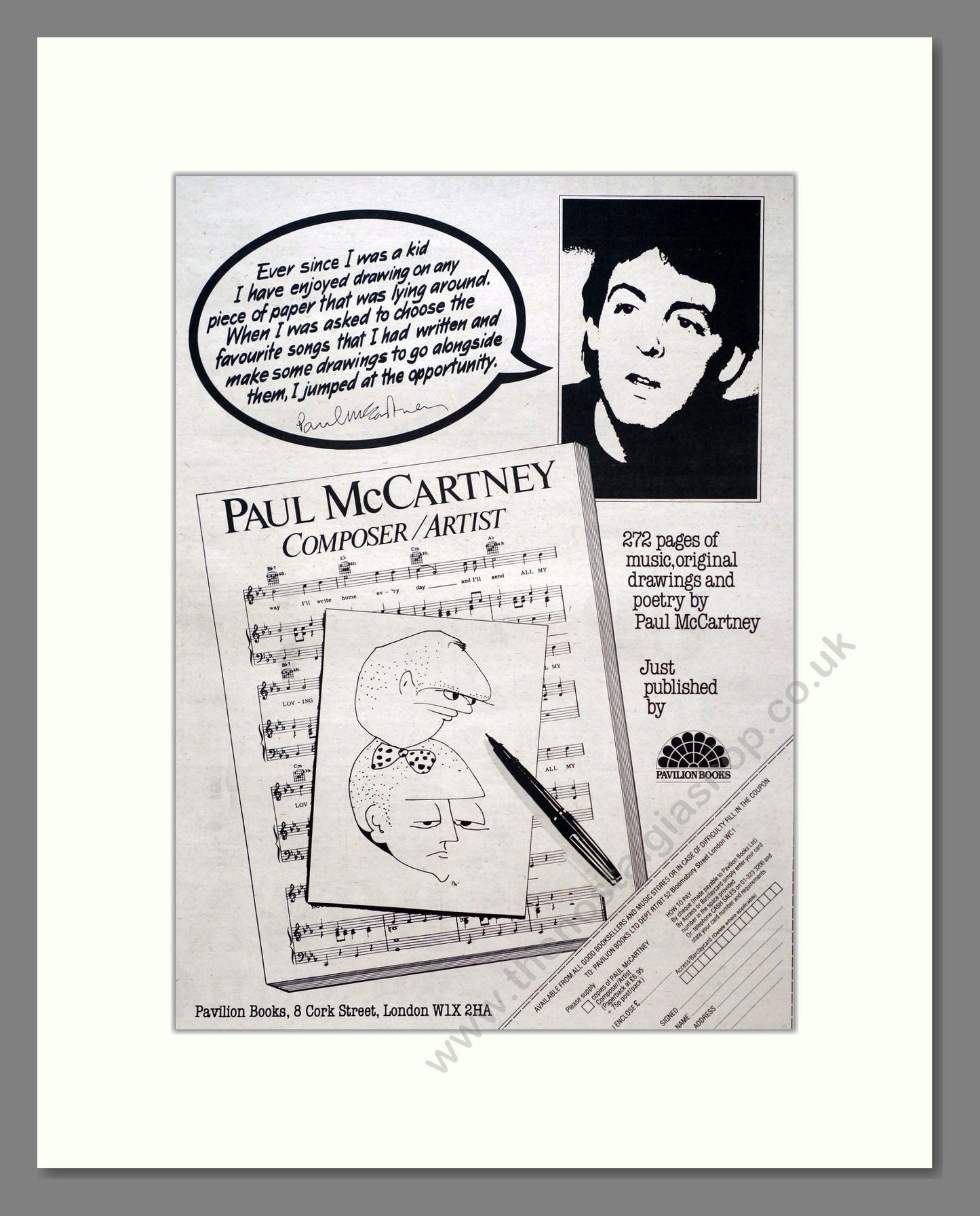 Paul McCartney - Composer / Artist Book. Vintage Advert 1981 (ref AD20740)