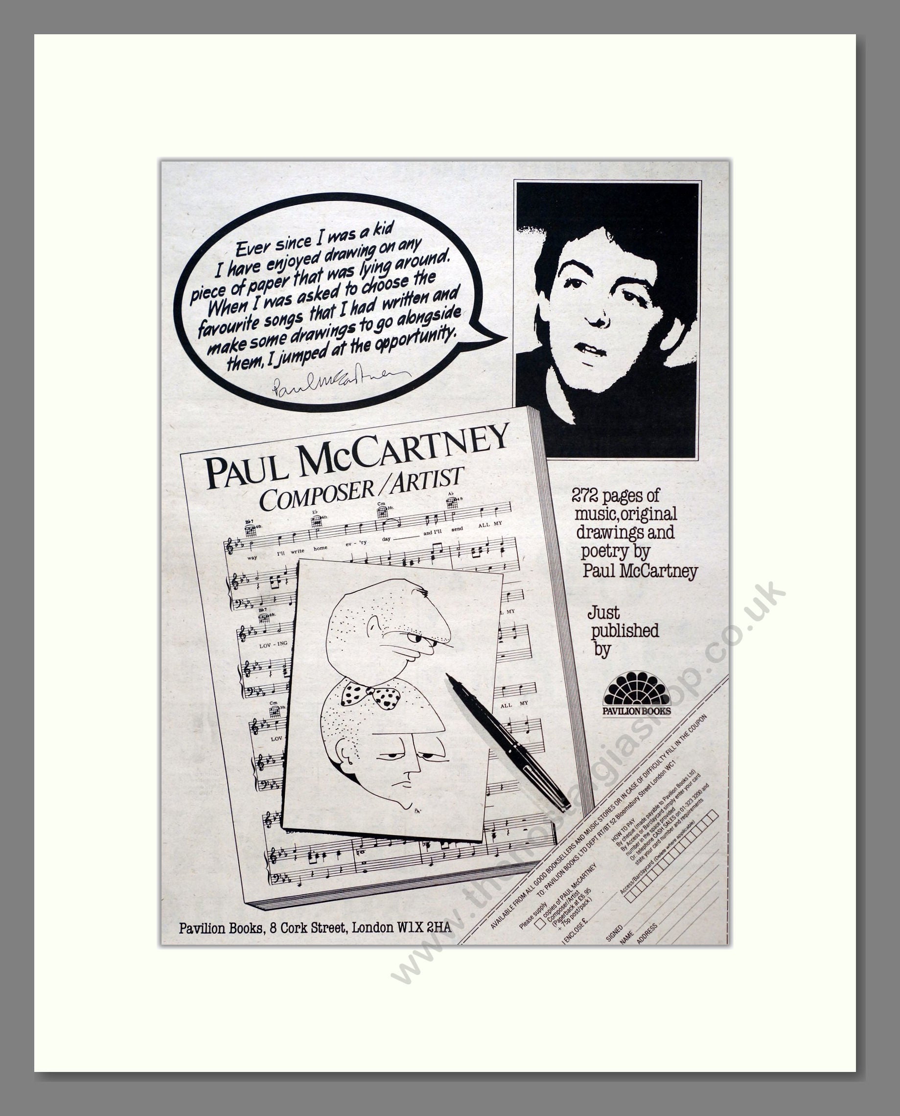 Paul McCartney - Composer / Artist Book. Vintage Advert 1981 (ref AD20740)