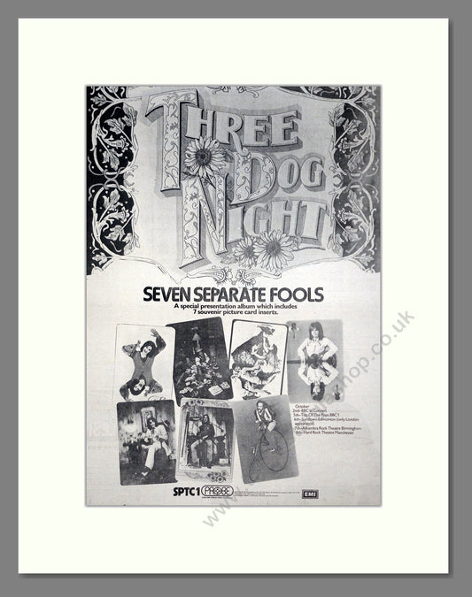 Three Dog Night - Seven Separate Fools. Vintage Advert 1972 (ref AD20758)