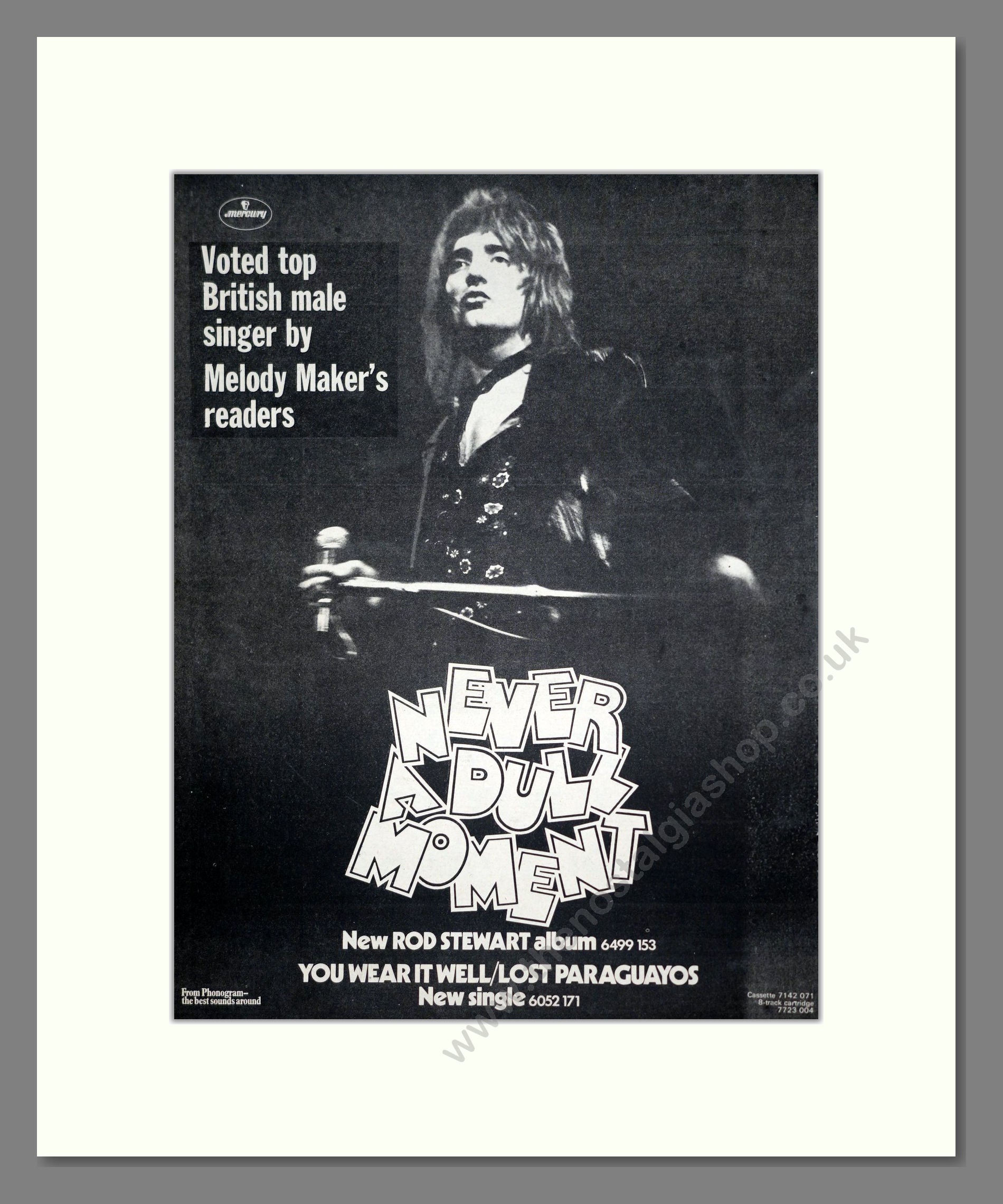 Rod Stewart - Never A Dull Moment. Vintage Advert 1972 (ref AD20761)