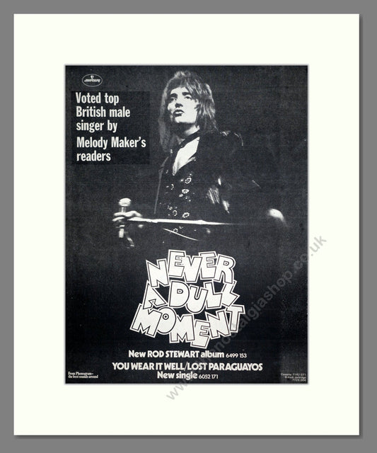 Rod Stewart - Never A Dull Moment. Vintage Advert 1972 (ref AD20761)