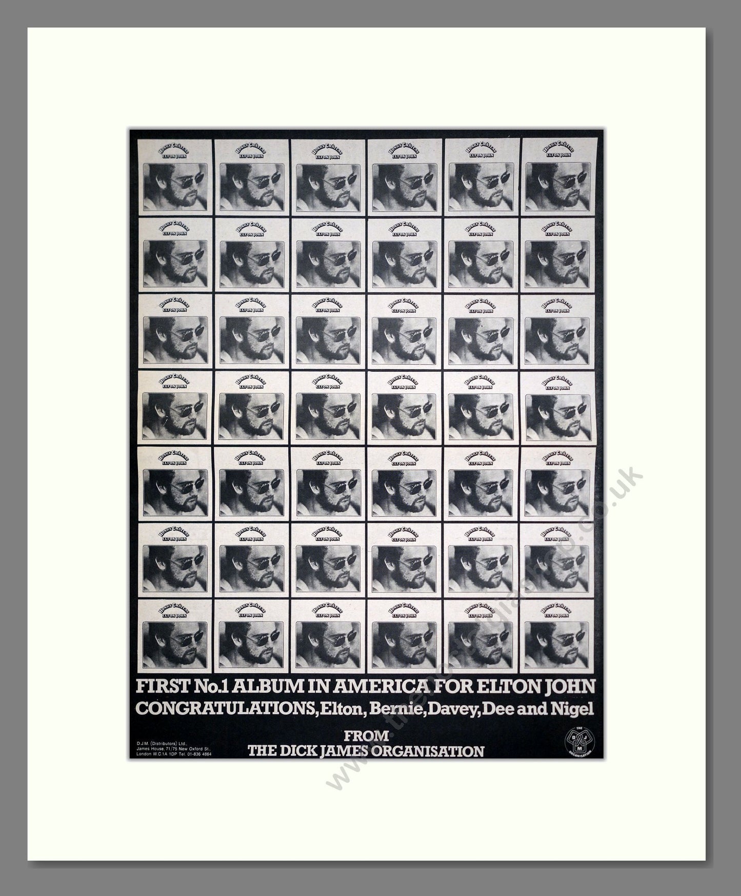 Elton John - First US Number 1. Vintage Advert 1972 (ref AD20769)