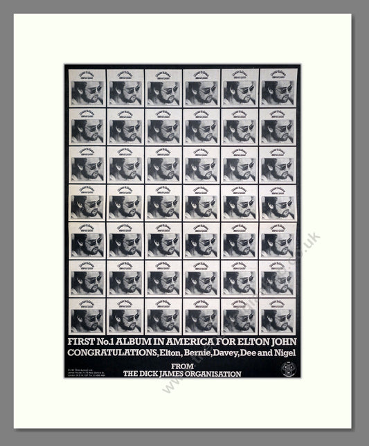 Elton John - First US Number 1. Vintage Advert 1972 (ref AD20769)