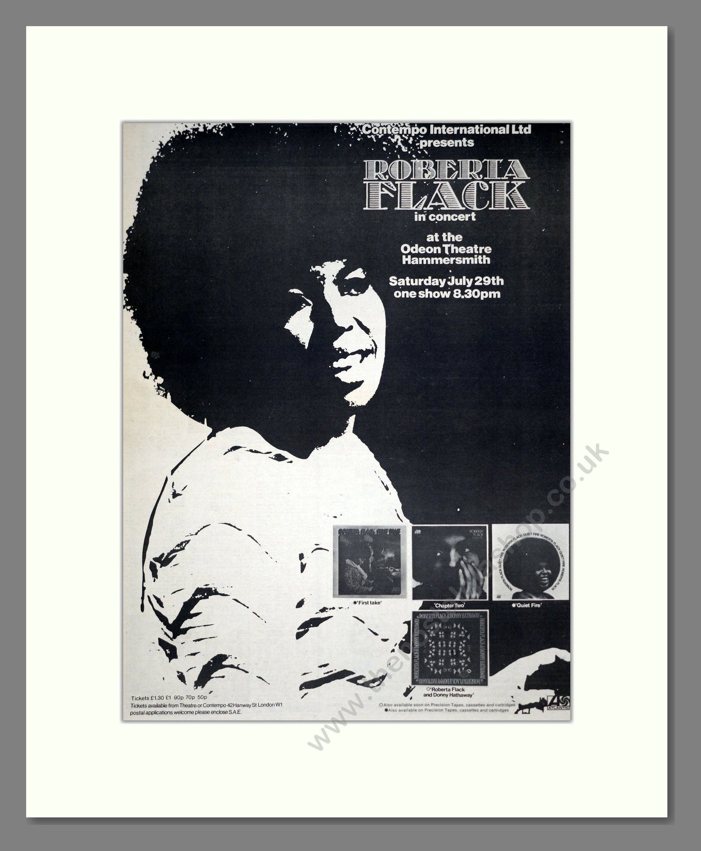 Roberta Flack - In Concert. Vintage Advert 1972 (ref AD20770)