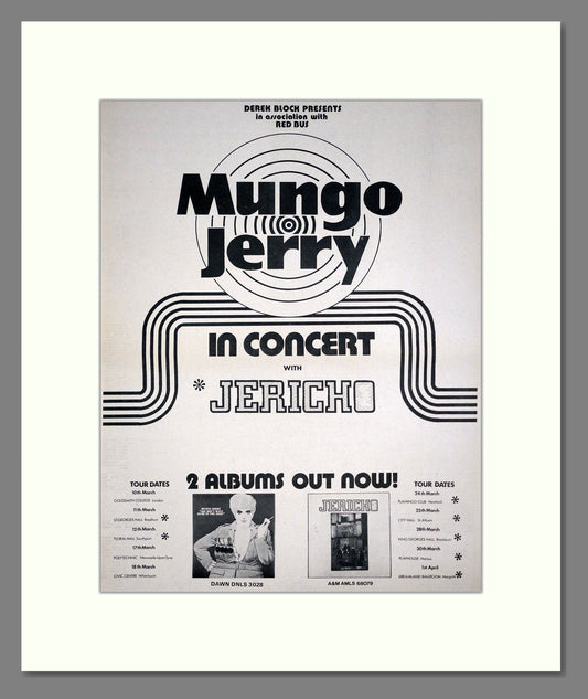 Mungo Jerry - In Concert With Jericho. Vintage Advert 1972 (ref AD20773)