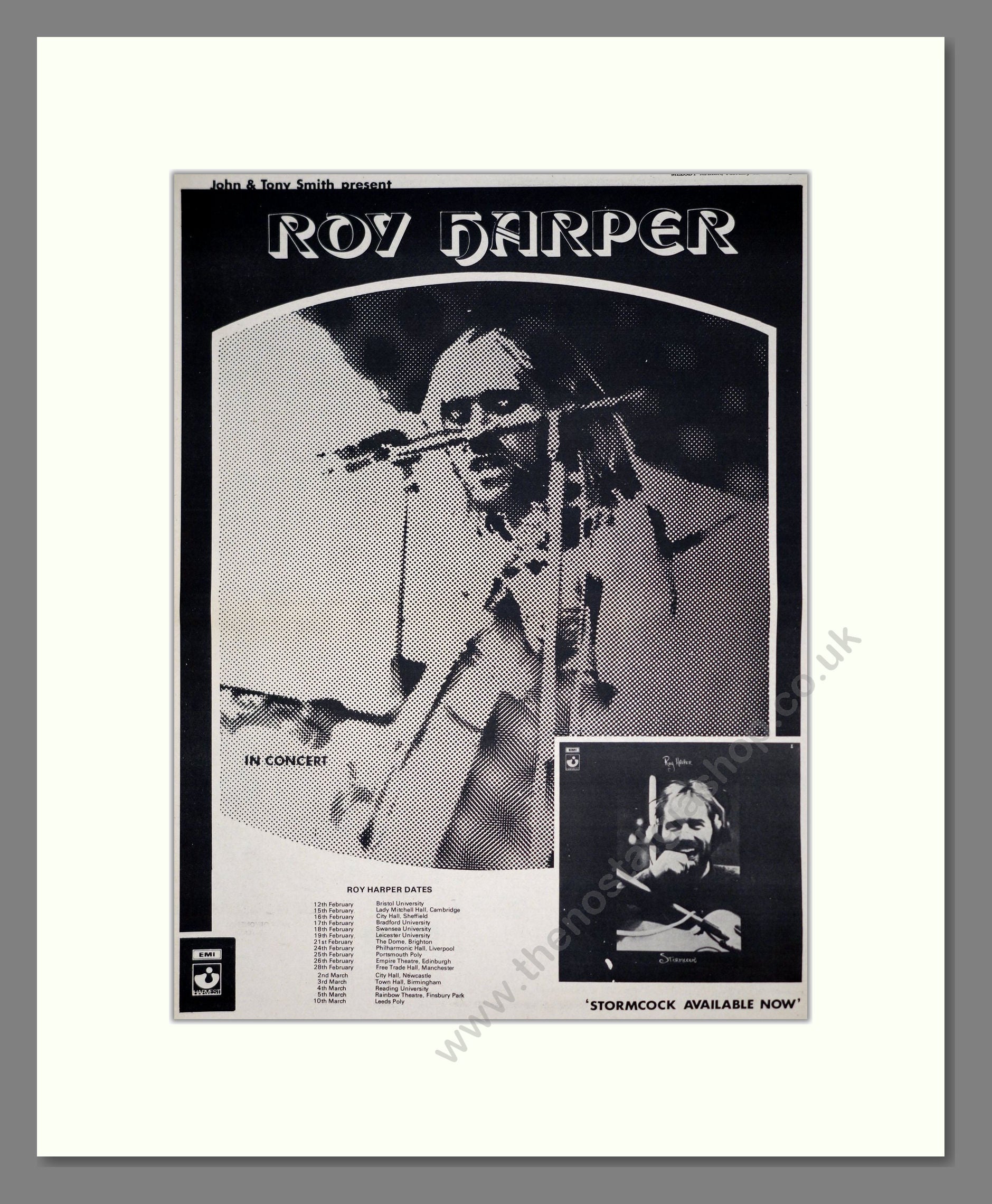 Roy Harper - UK Tour. Vintage Advert 1972 (ref AD20775)