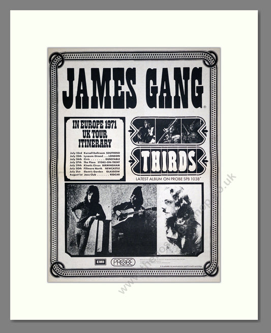 James Gang - UK Tour. Vintage Advert 1971 (ref AD20789)