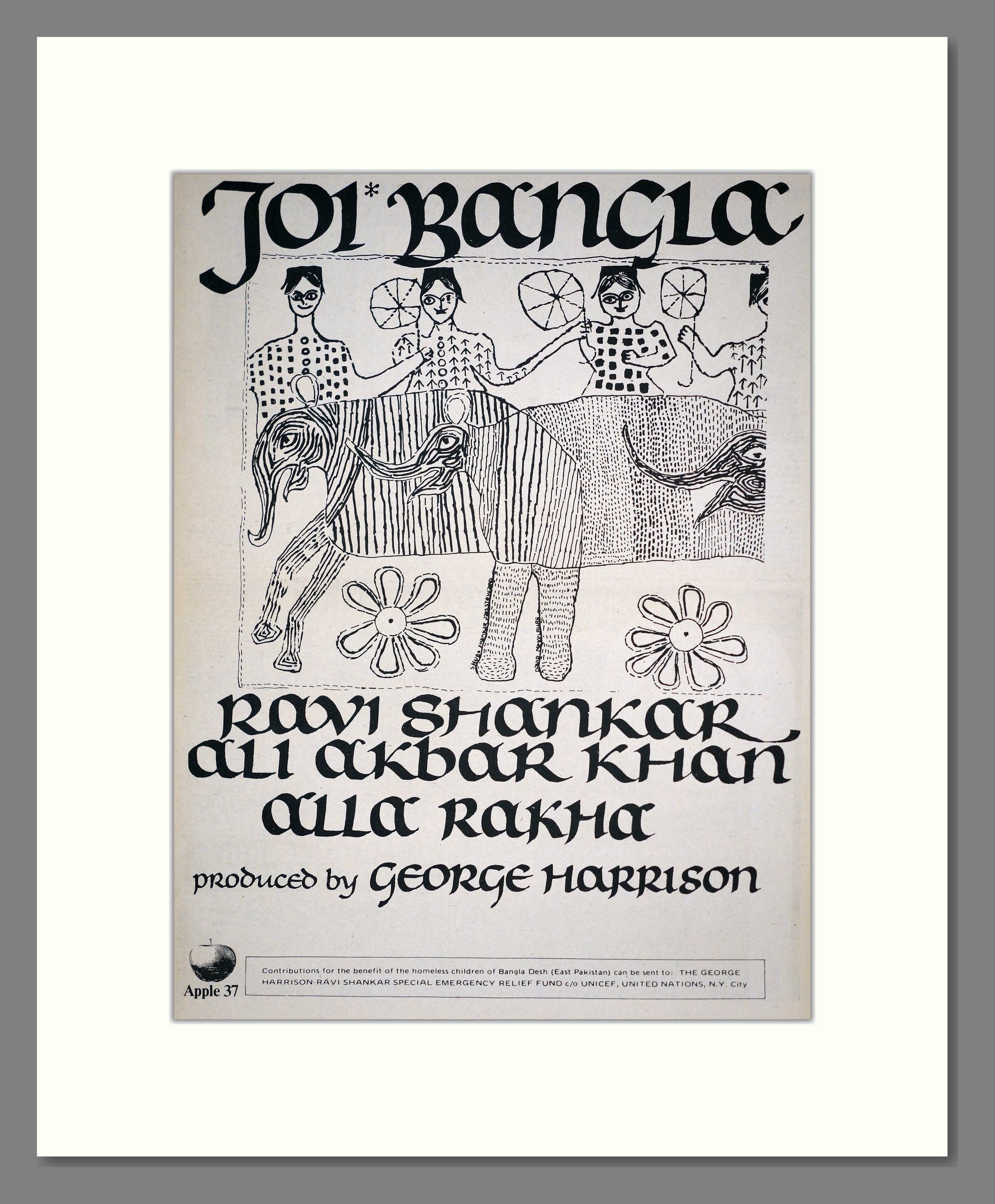 Ravi Shankar - Joi Bangla. Vintage Advert 1971 (ref AD20791)