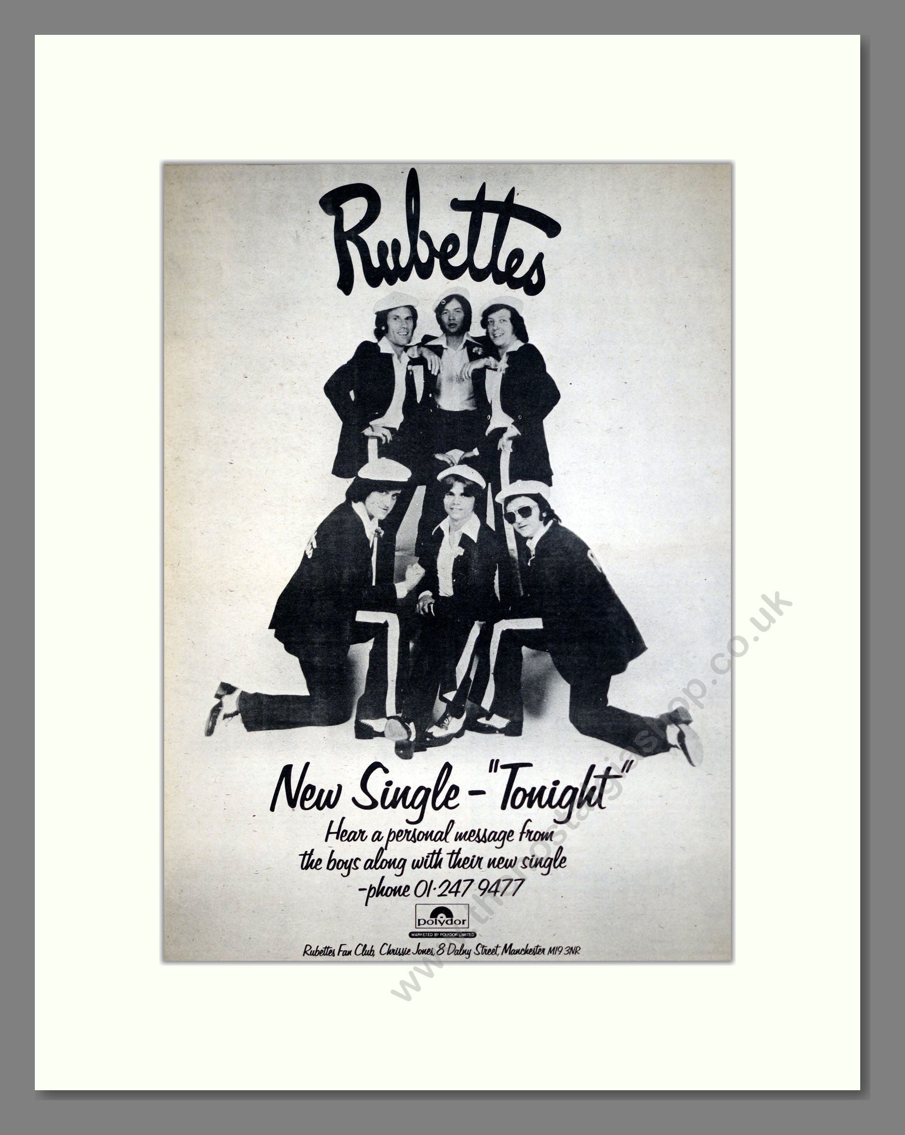 Rubettes - Tonight. Vintage Advert 1974 (ref AD20559)