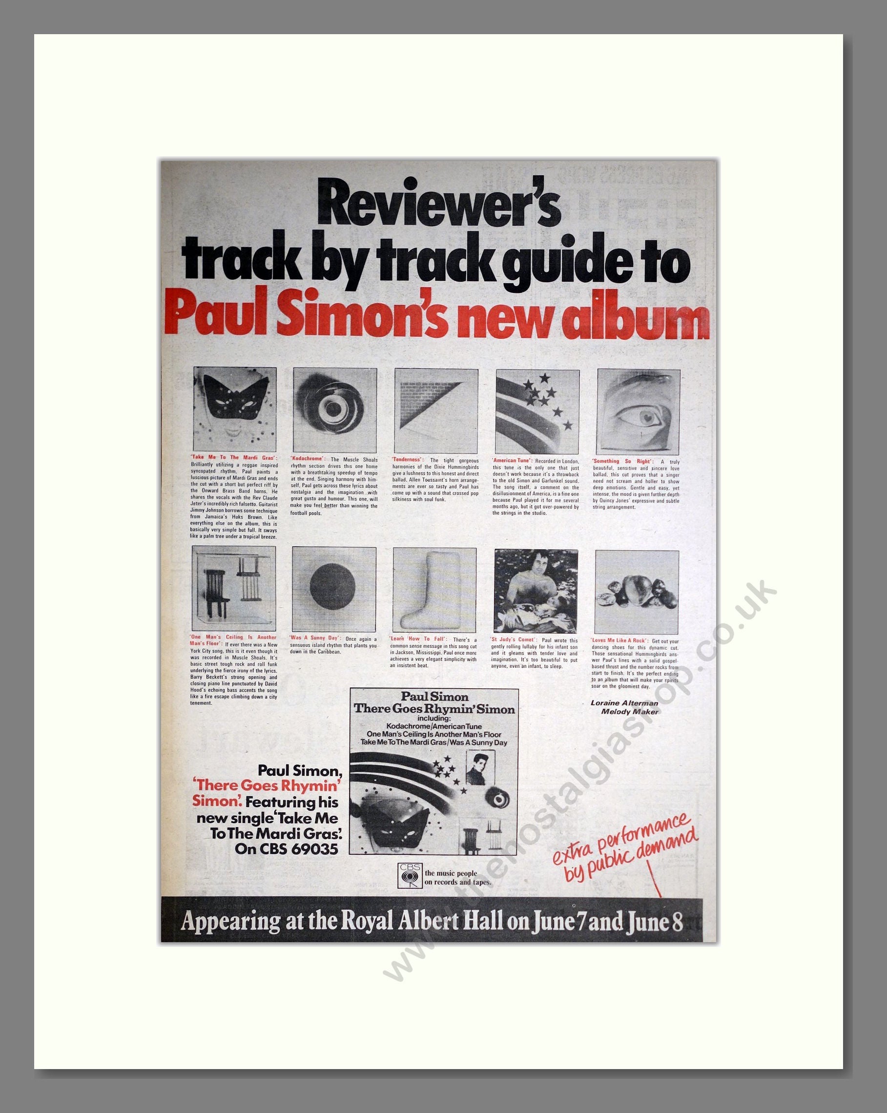 Paul Simon - There Goes Rhymin' Simon. Vintage Advert 1973 (ref AD20560)