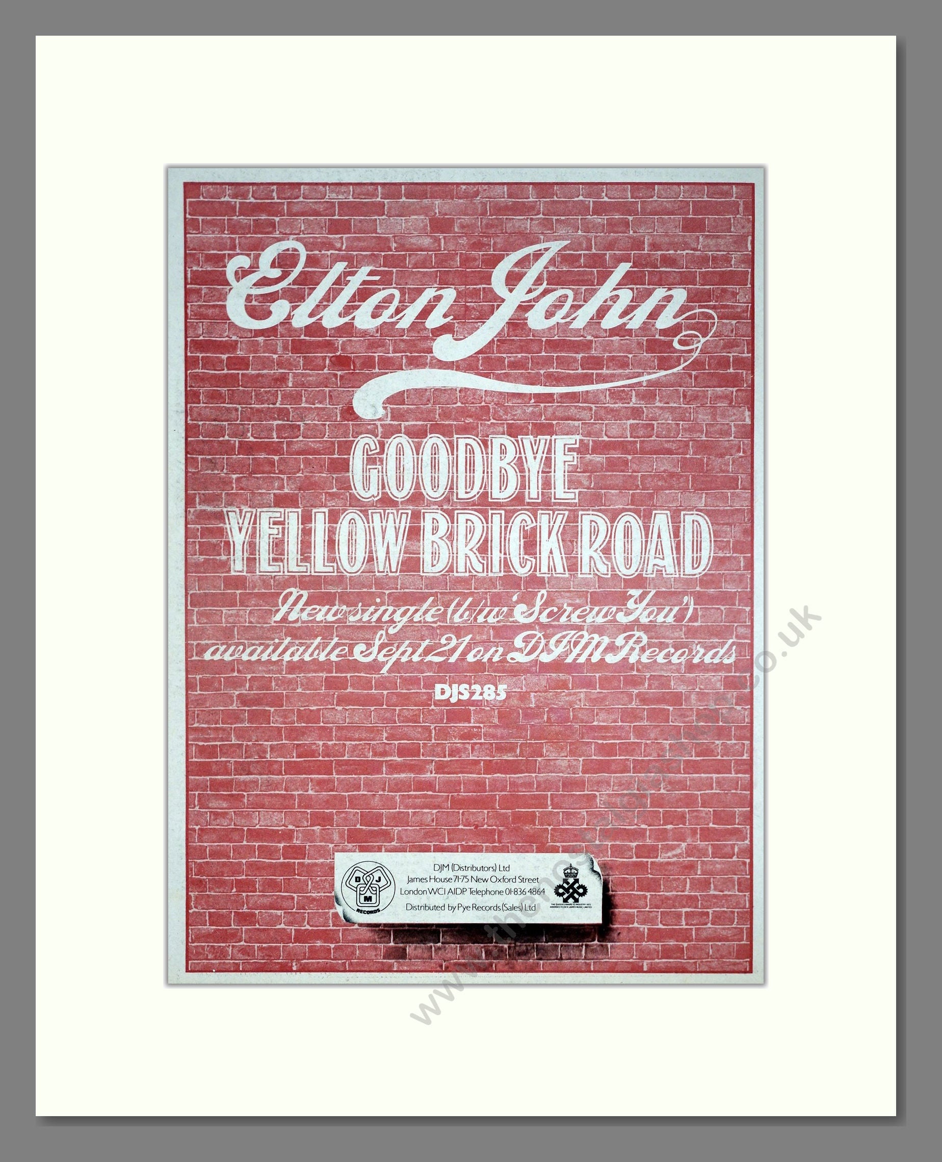 Elton John - Goodbye Yellow Brick Road. Vintage Advert 1973 (ref AD20561)