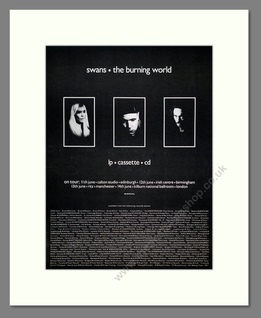 Swans - The Burning World. Vintage Advert 1989 (ref AD20570)