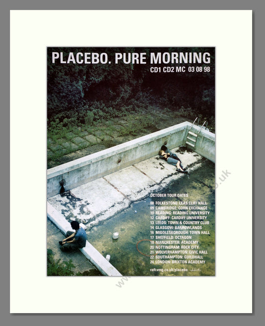 Placebo - Pure Morning / UK Tour. Vintage Advert 1998 (ref AD20585)