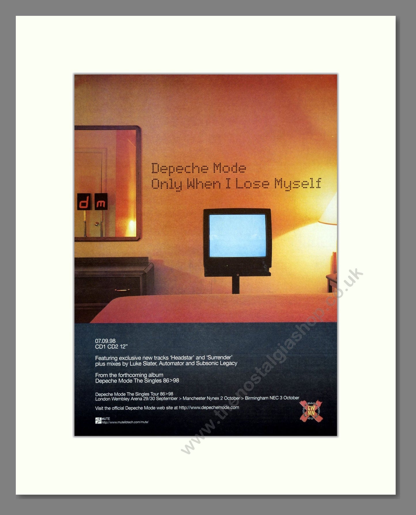 Depeche Mode - Only When I Lose Myself. Vintage Advert 1998 (ref AD20591)