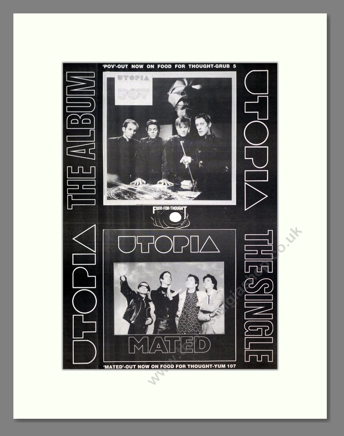 Utopia - POV / Mated. Vintage Advert 1985 (ref AD20594)