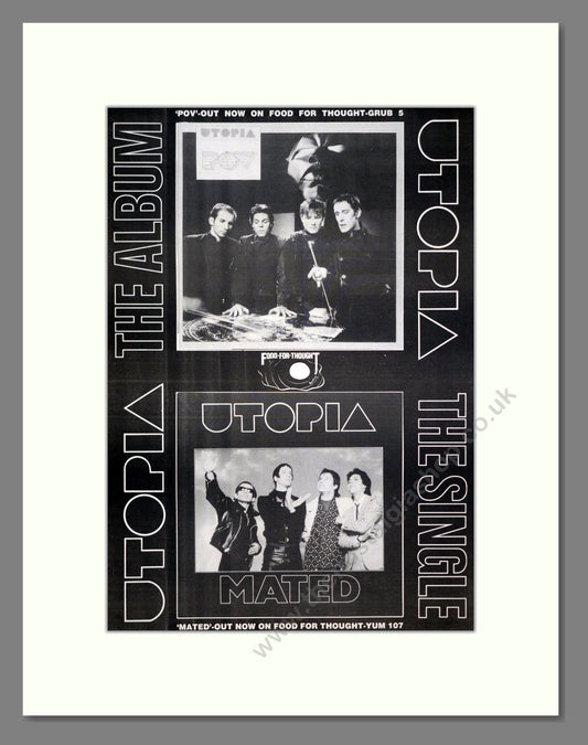 Utopia - POV / Mated. Vintage Advert 1985 (ref AD20594)