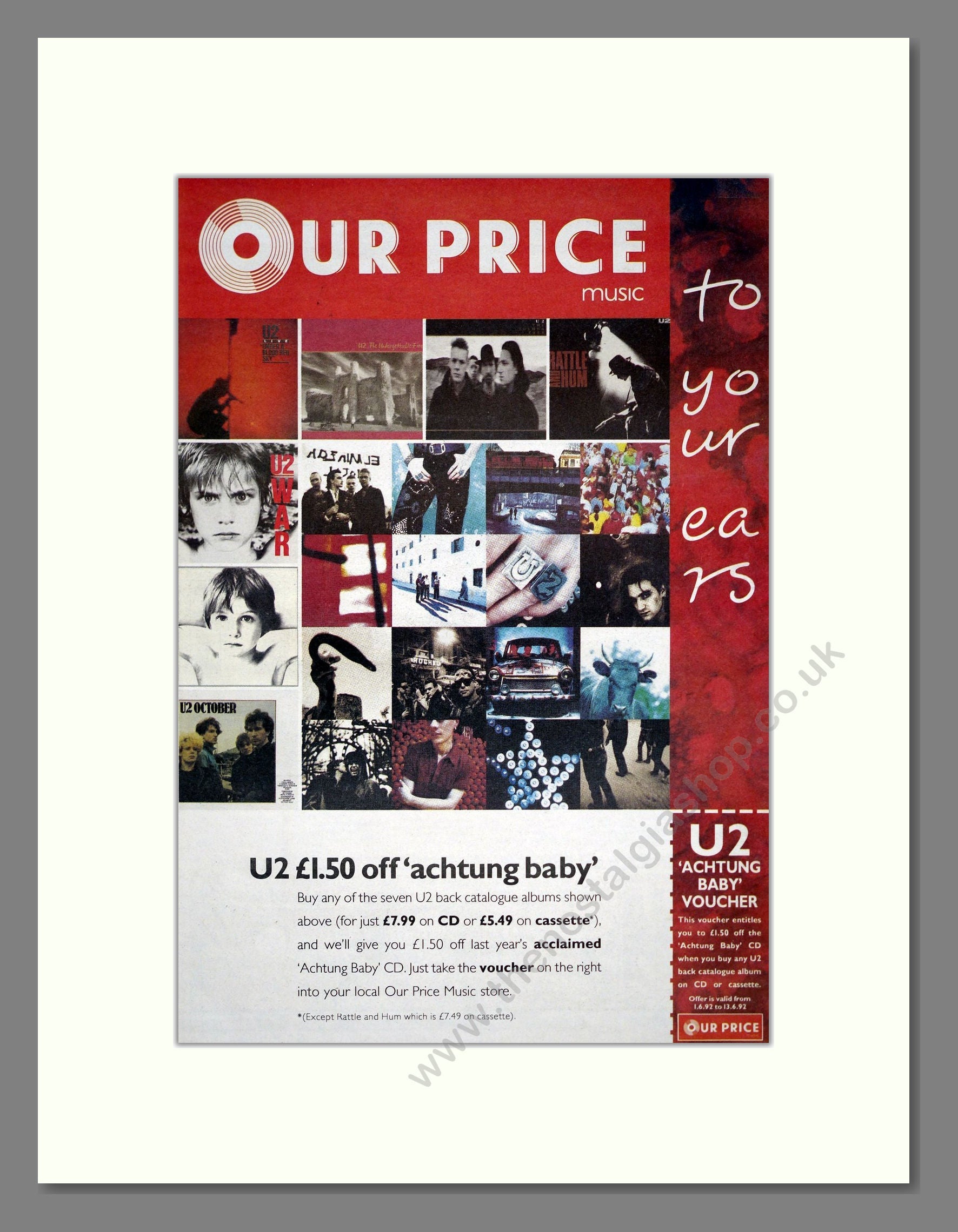 U2 - Achtung Baby. Vintage Advert 1992 (ref AD20595)