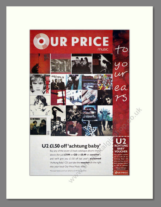 U2 - Achtung Baby. Vintage Advert 1992 (ref AD20595)