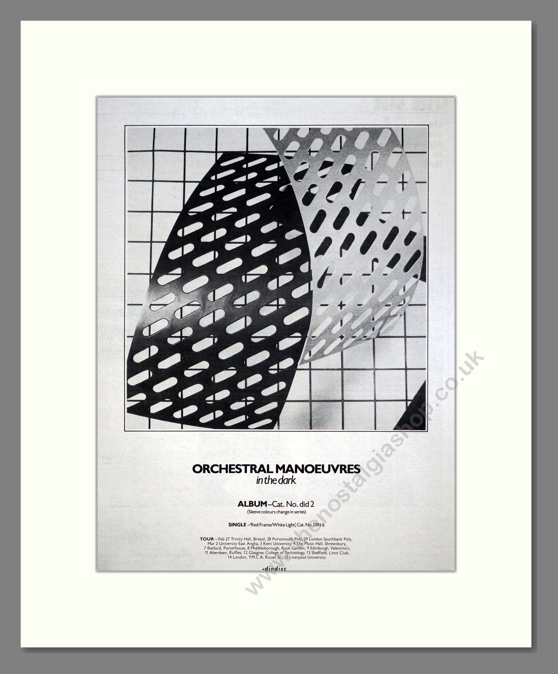 Orchestral Manoeuvres In The Dark - UK Tour. Vintage Advert 1980 (ref AD20620)