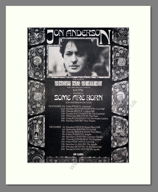 Jon Anderson - Song Of Seven / UK Tour. Vintage Advert 1980 (ref AD20626)