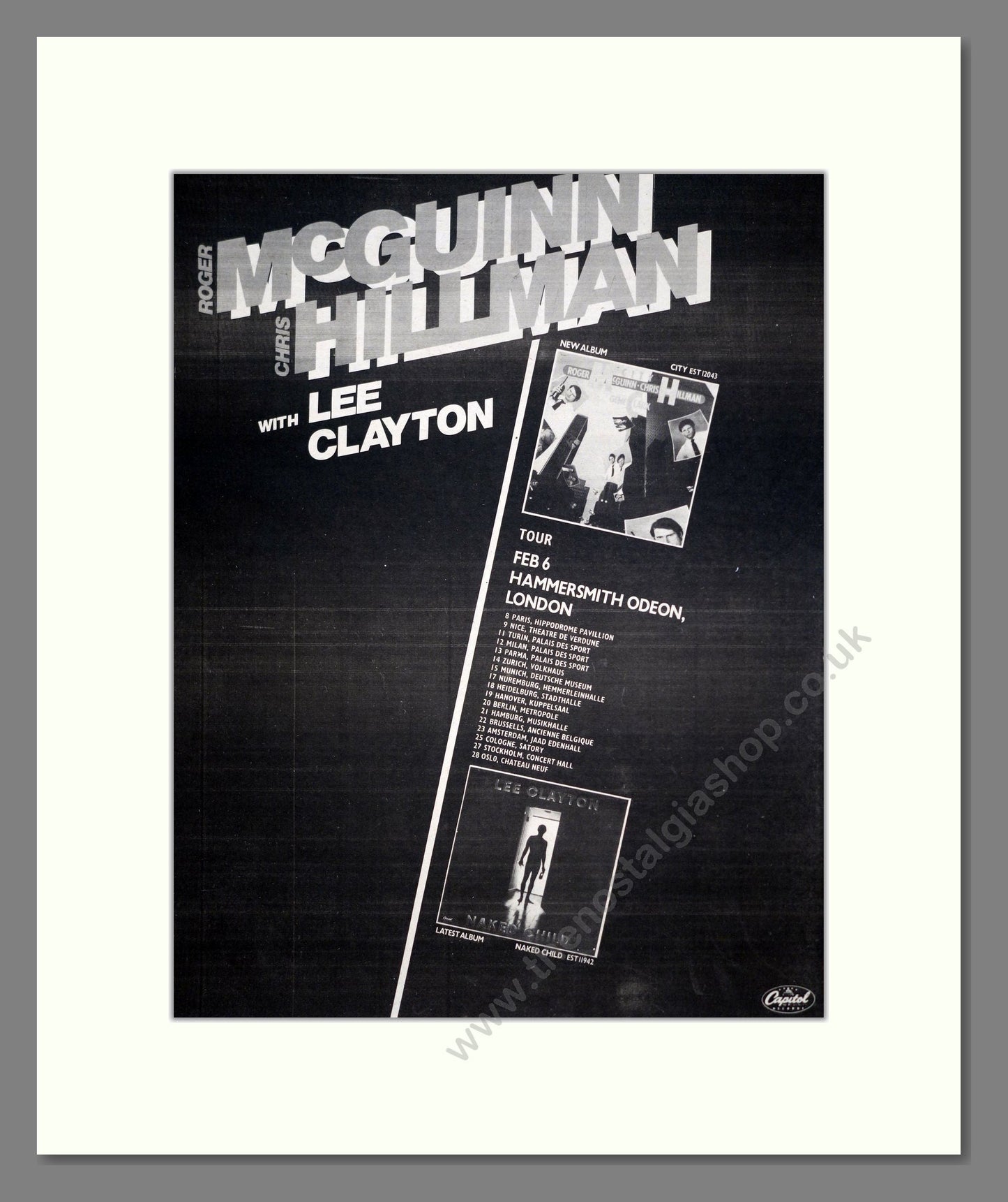 Roger McGuinn / Chris Hillman - UK Tour. Vintage Advert 1980 (ref AD20630)