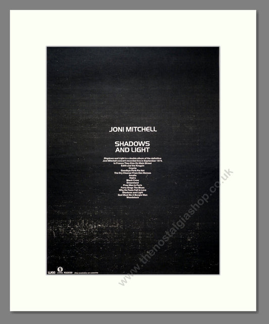 Joni Mitchell - Shadows And Light. Vintage Advert 1980 (ref AD20637)