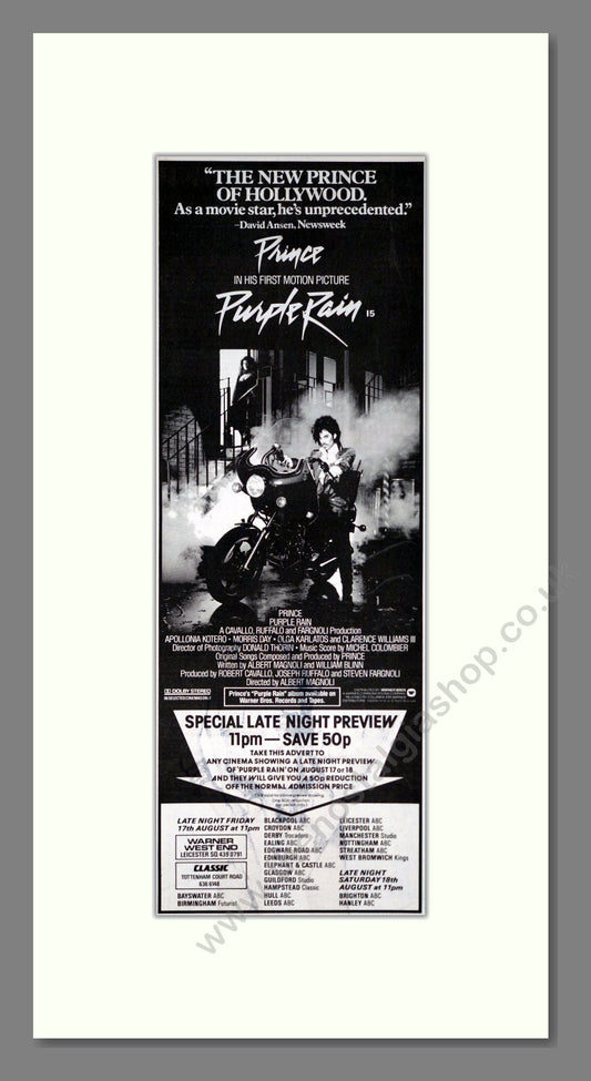 Prince - Purple Rain. Vintage Advert 1984 (ref AD201385)