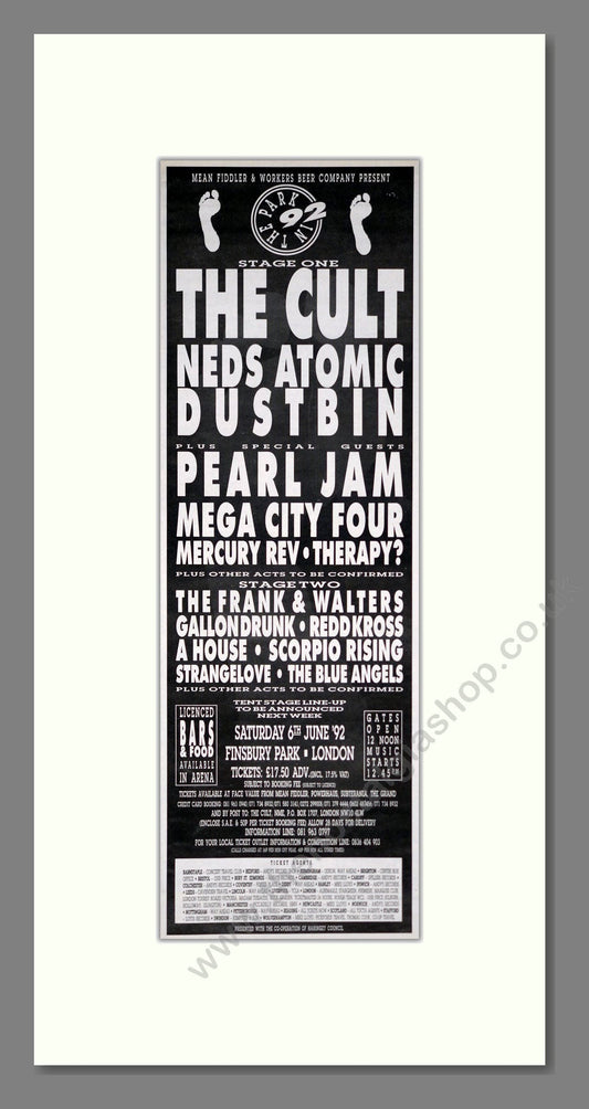 In The Park Festival 92 - Line Up. Vintage Advert 1992 (ref AD201387)
