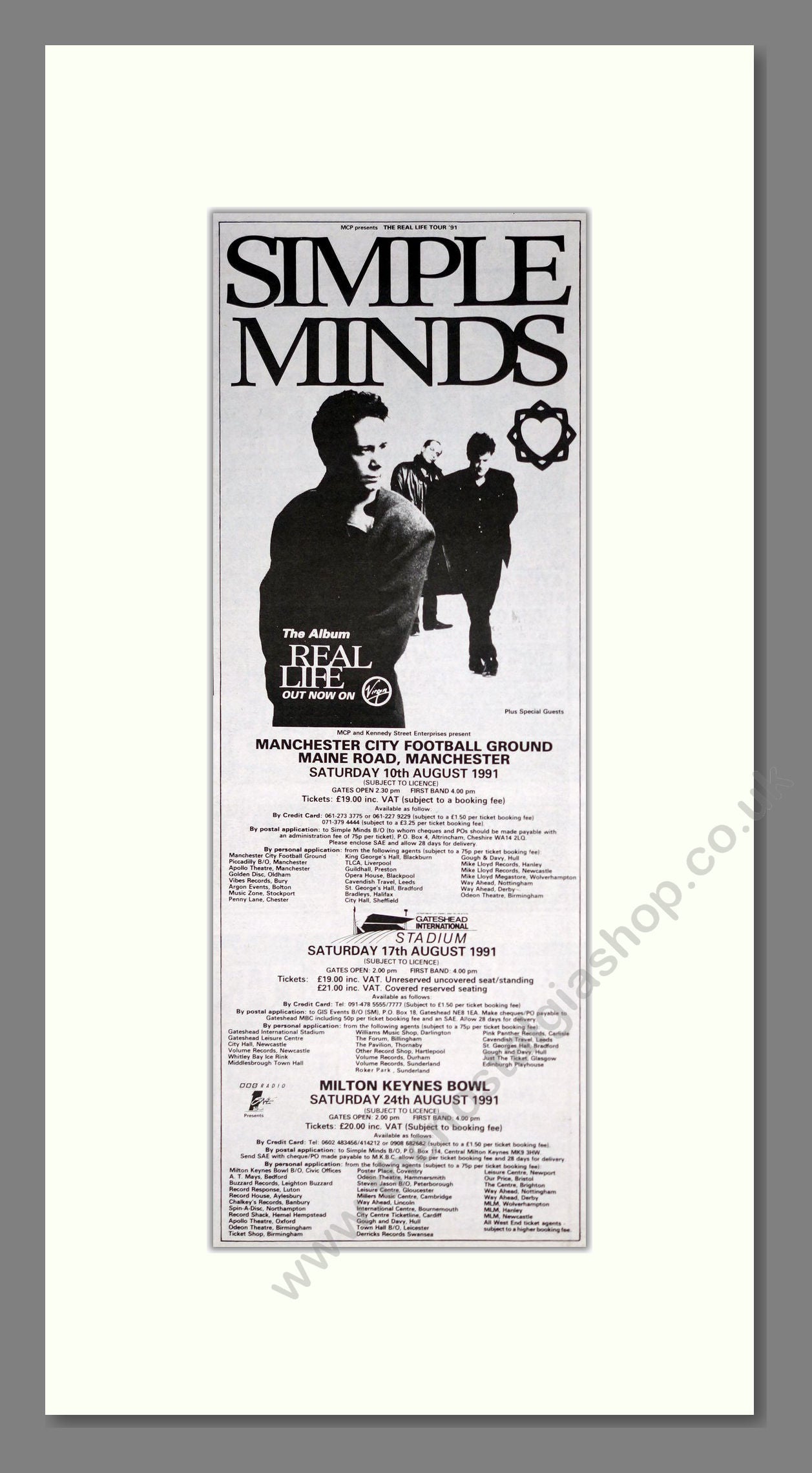 Simple Minds - Real Life. Vintage Advert 1991 (ref AD201395)