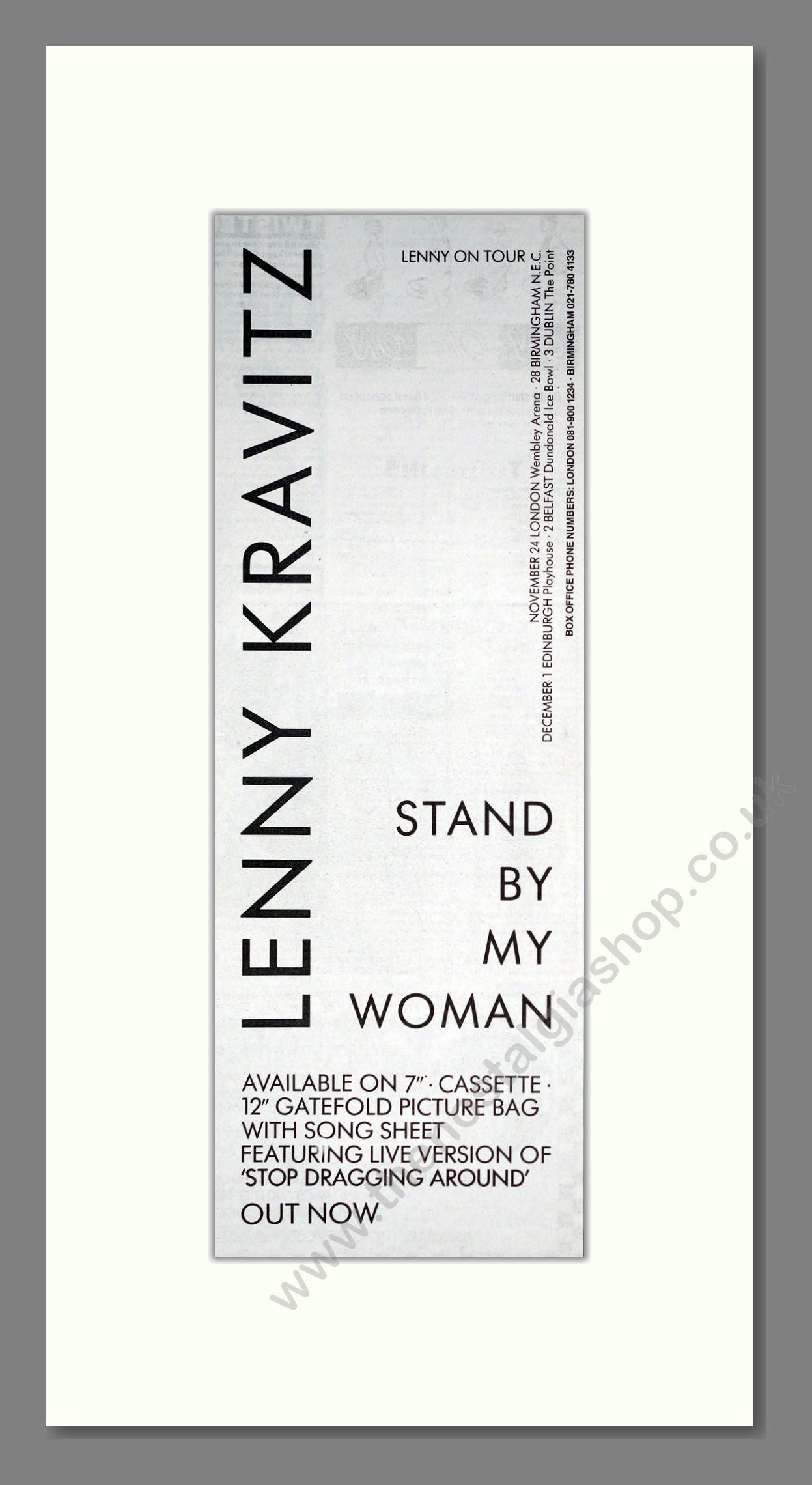 Lenny Kravitz - Stand By My Woman. Vintage Advert 1991 (ref AD201396)