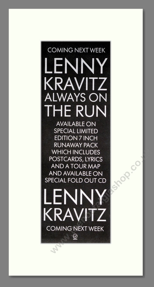 Lenny Kravitz - Always On The Run. Vintage Advert 1991 (ref AD201397)