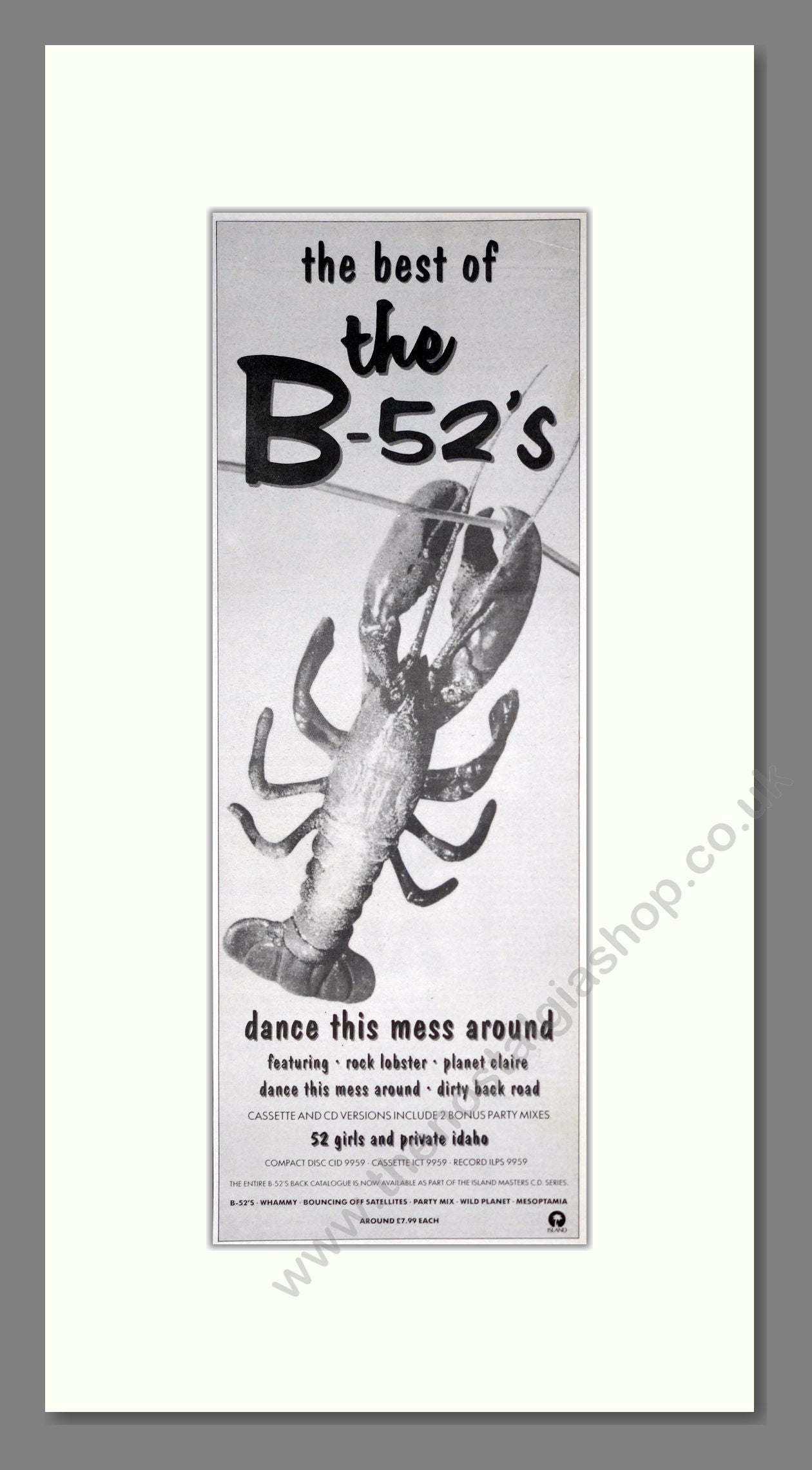 B-52's (The) - Best Of. Vintage Advert 1990 (ref AD201401)