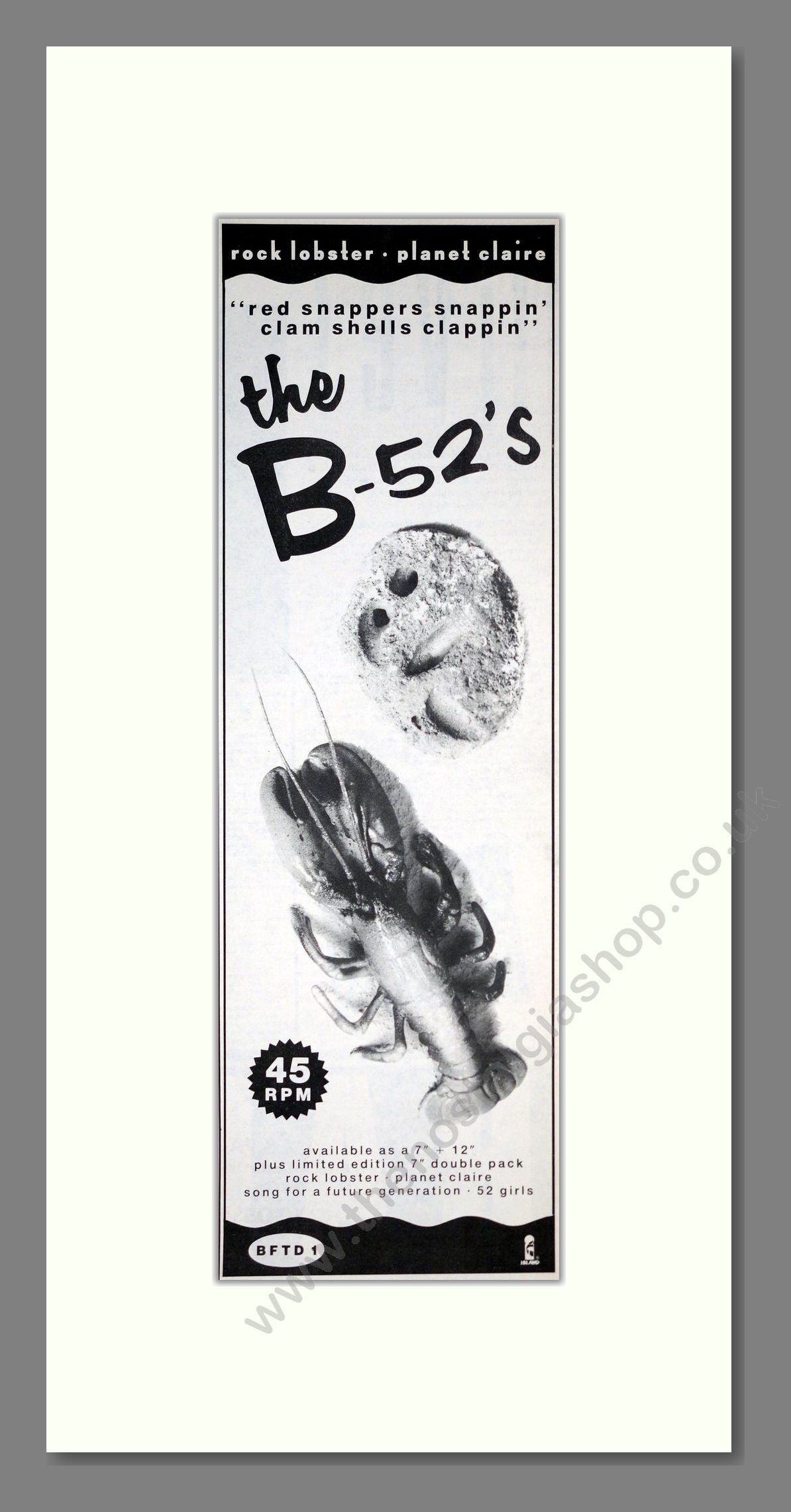 B-52's (The) - Red Snapper Snappin. Vintage Advert 1986 (ref AD201402)