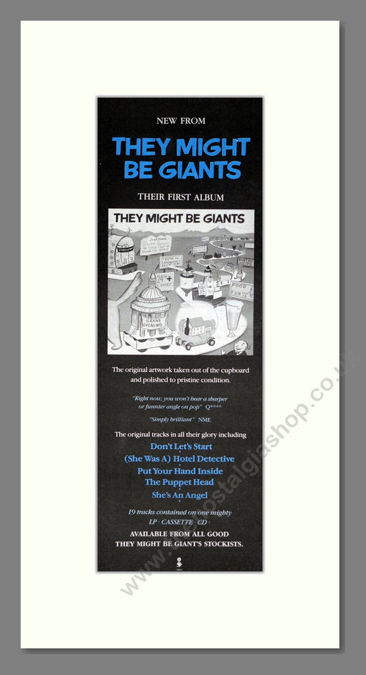 They Might Be Giants - Debut Album. Vintage Advert 1990 (ref AD201411)
